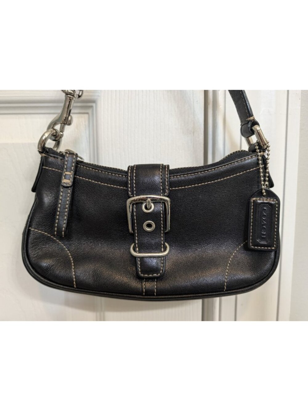 Coach Vintage Y2K Demi Buckle Black Leather Shoulder Bag 7542
